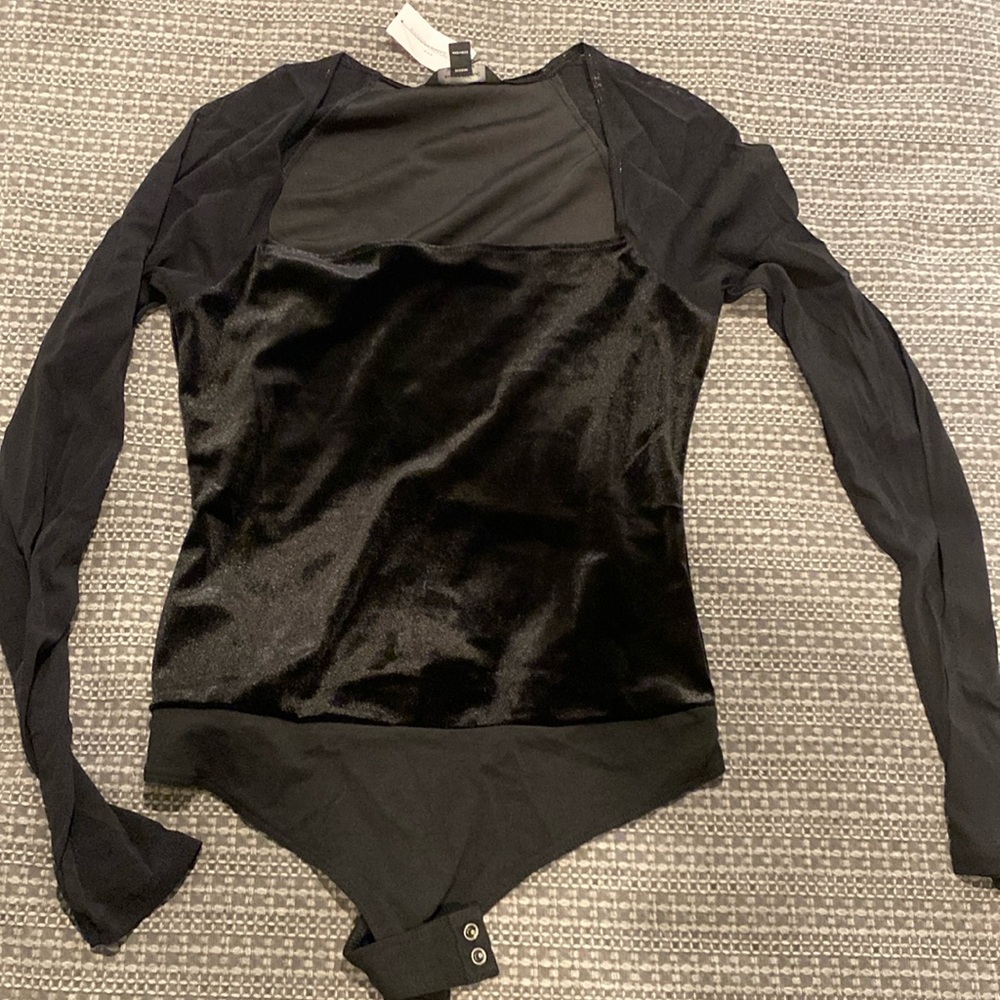 NWT Velour & mesh bodysuit